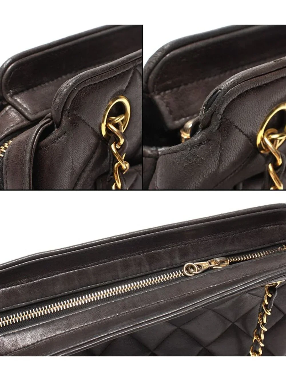 Chanel Chain Shoulder Bag Lambskin Gold Quilted